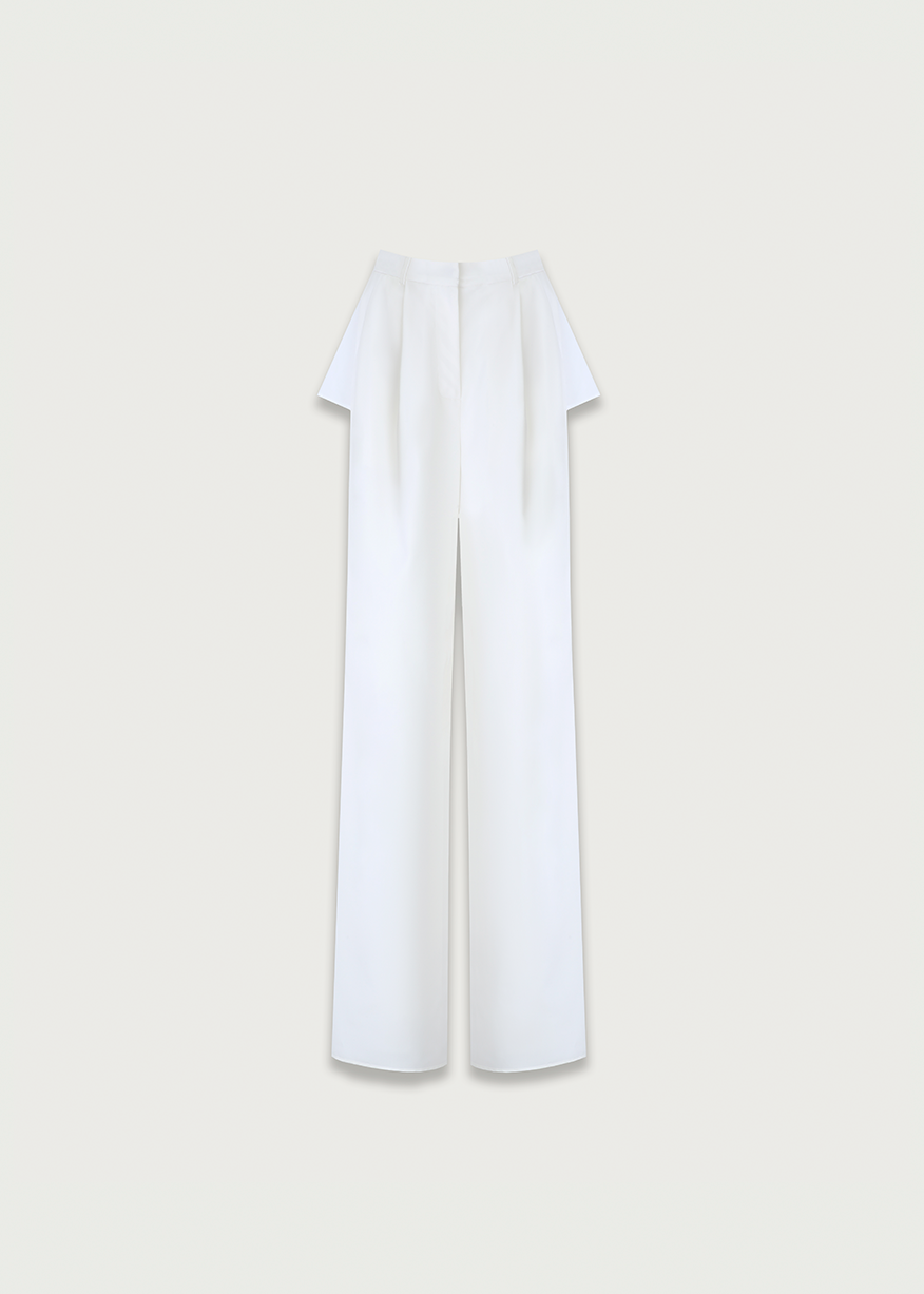 TROUSERS WITH SLITS IN WHITE