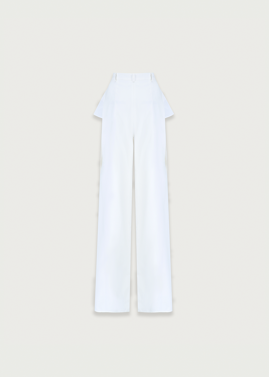 TROUSERS WITH SLITS IN WHITE