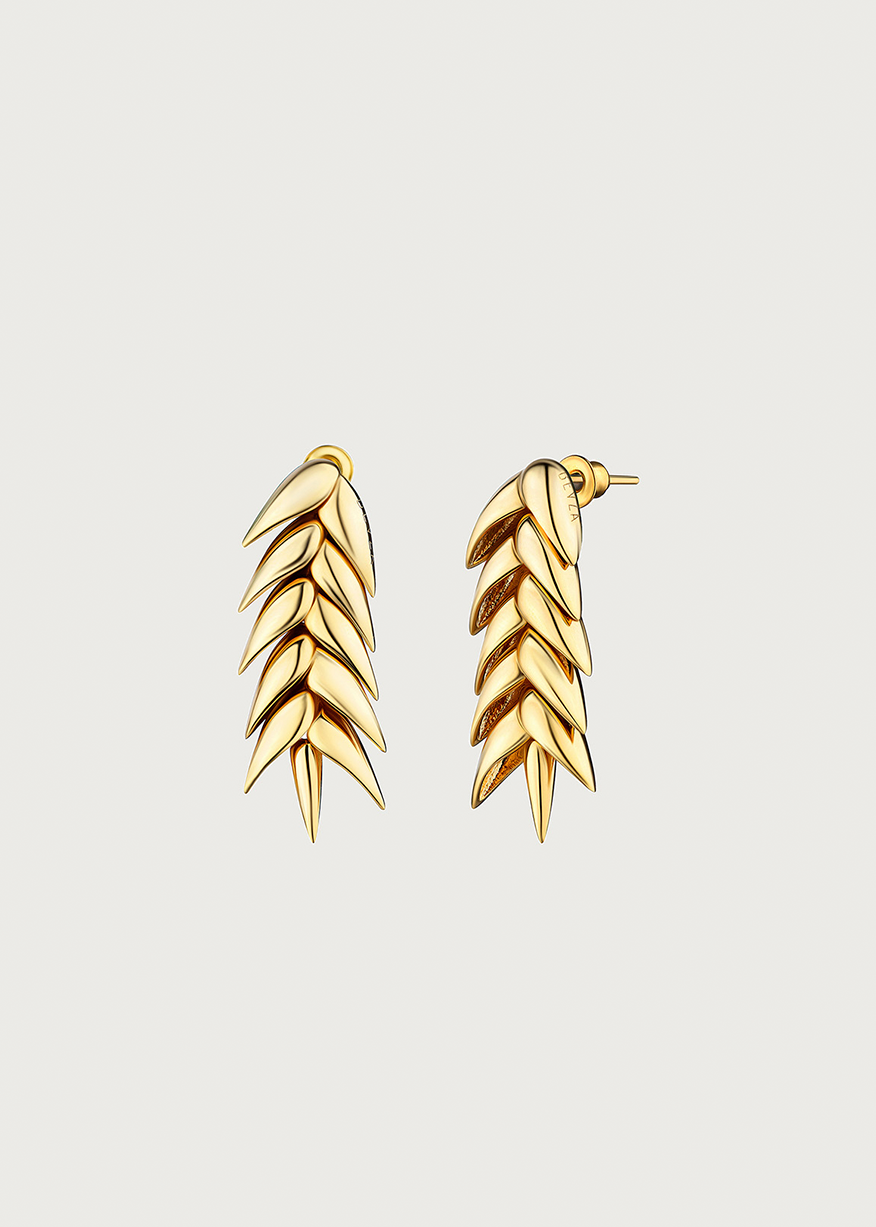 SPIKELET SHORT EARRINGS IN GOLD