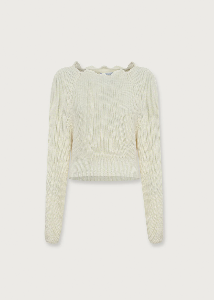 EGG CROP SWEATER IN MILK