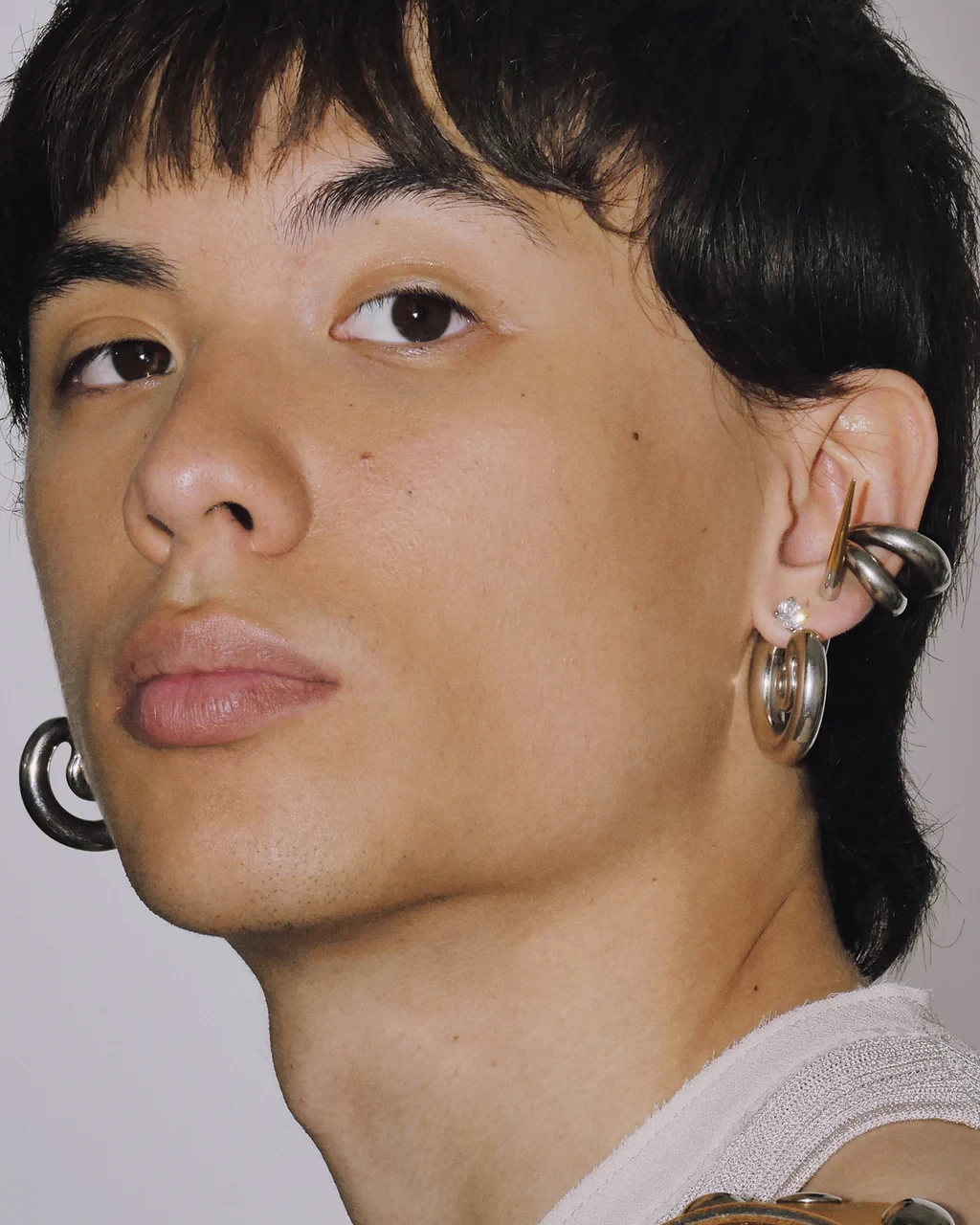 DIAMOND SERPENT HOOPS IN SILVER