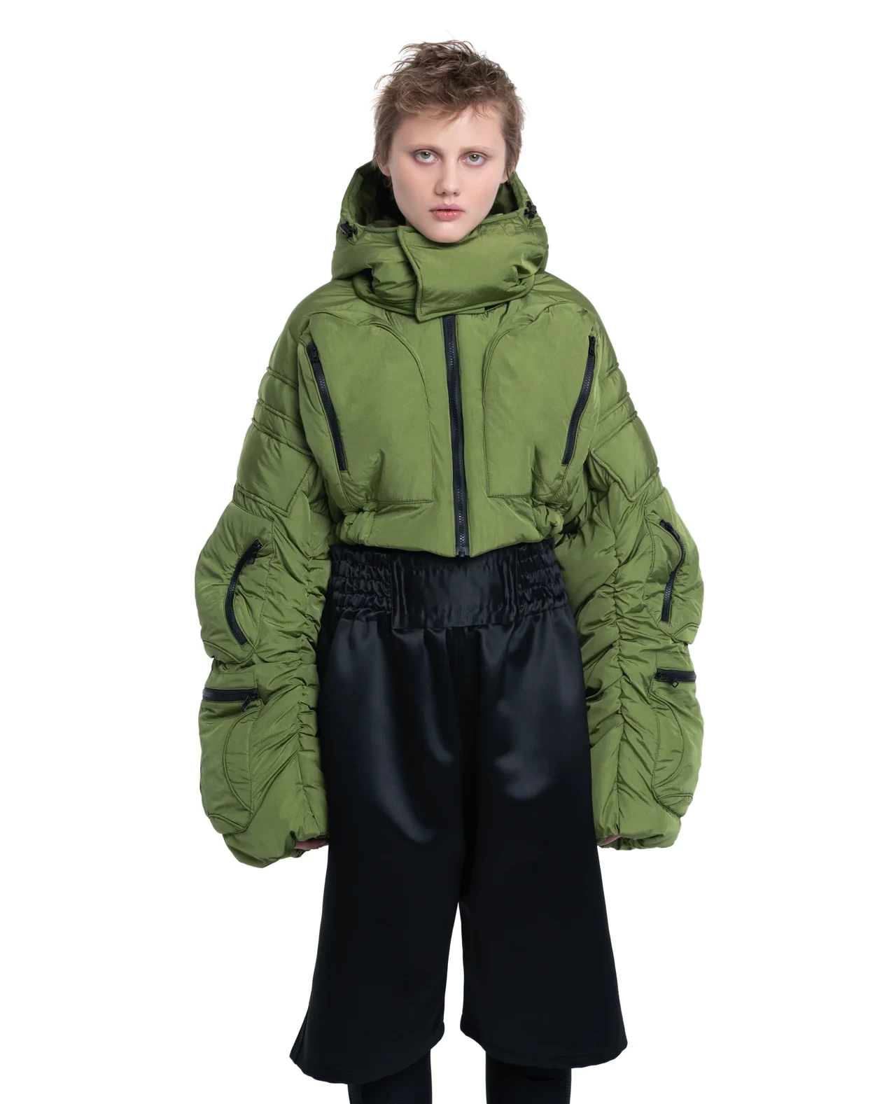 CROPPED PUFFER COSMIC JACKET IN GREEN