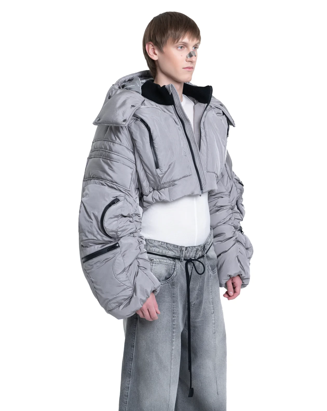 CROPPED PUFFER COSMIC JACKET IN GREY