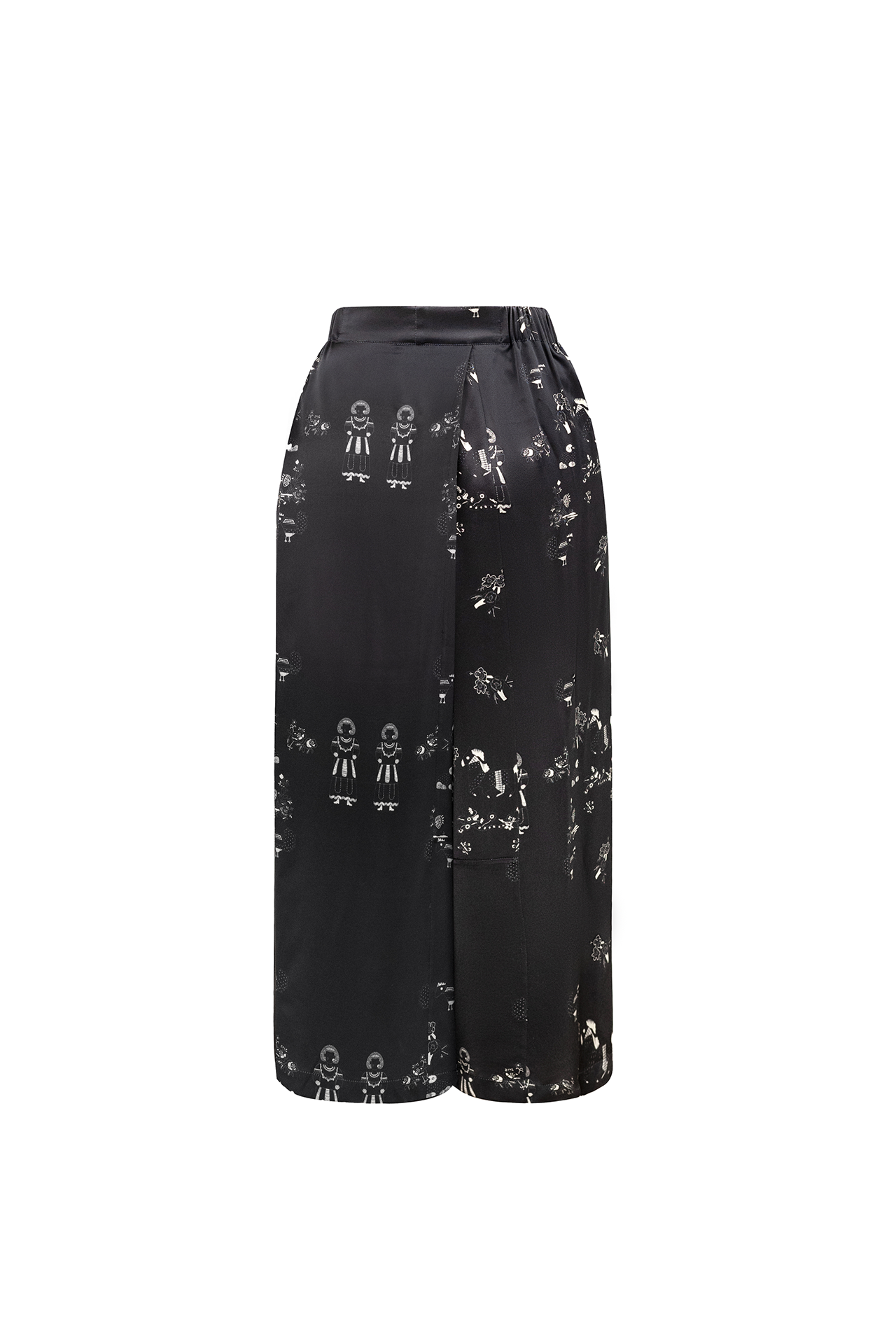 USTYNA PRINT SILK PANTS IN BLACK