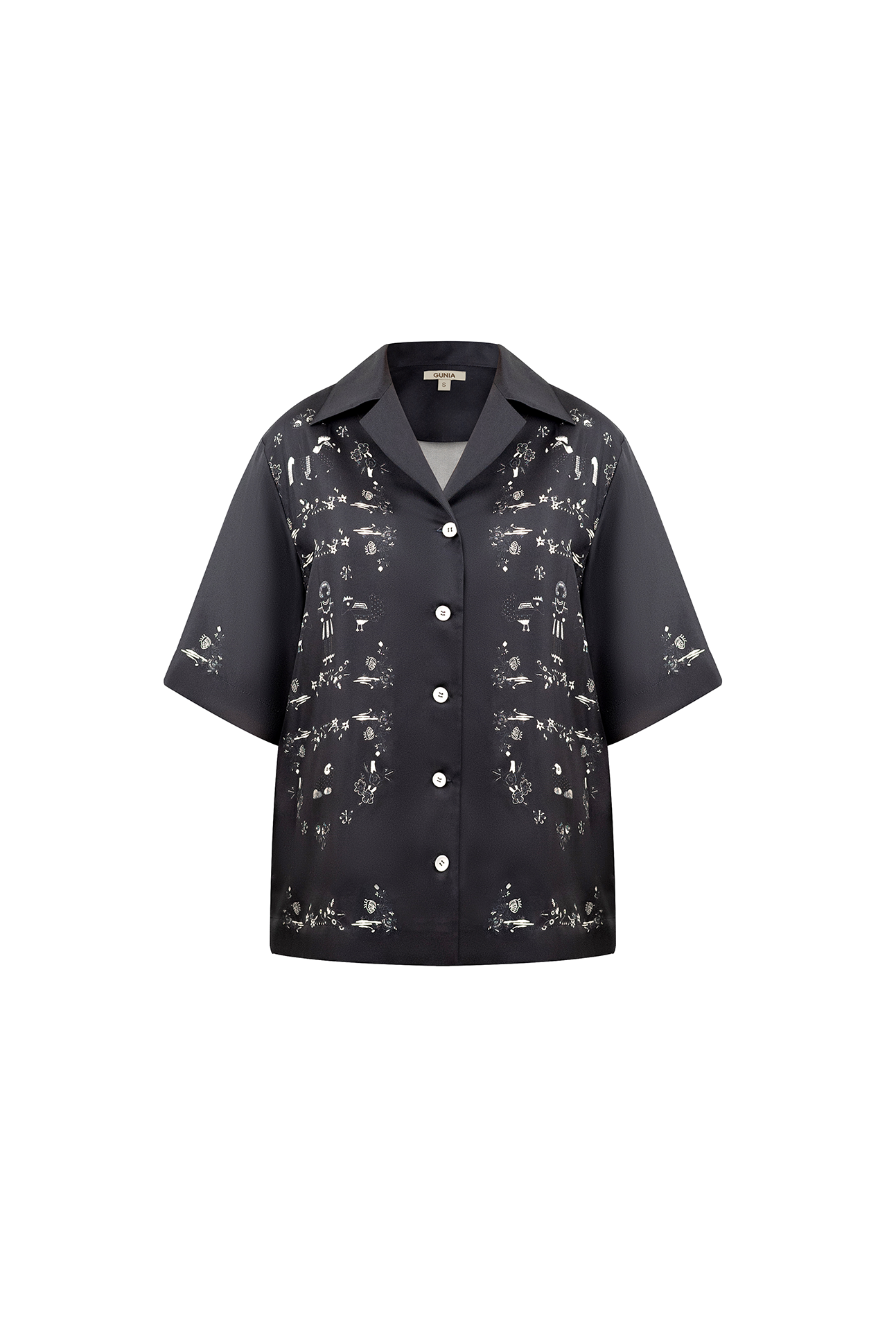 VELKA PRINT SILK SHIRT IN BLACK