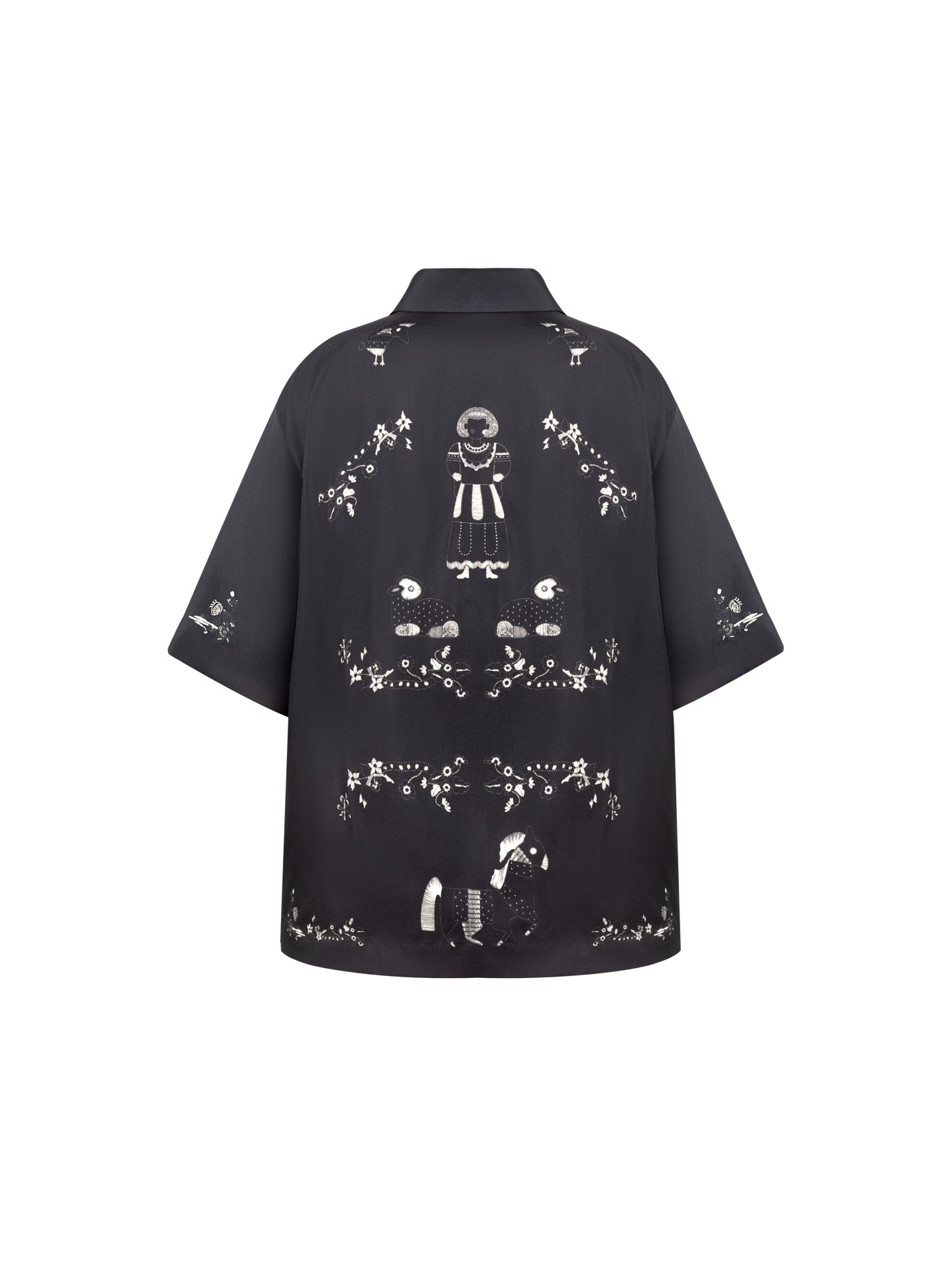 VELKA PRINT SILK SHIRT IN BLACK