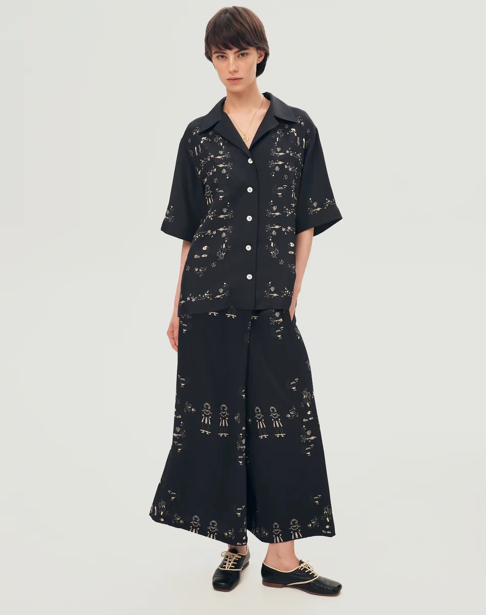 VELKA PRINT SILK SHIRT IN BLACK