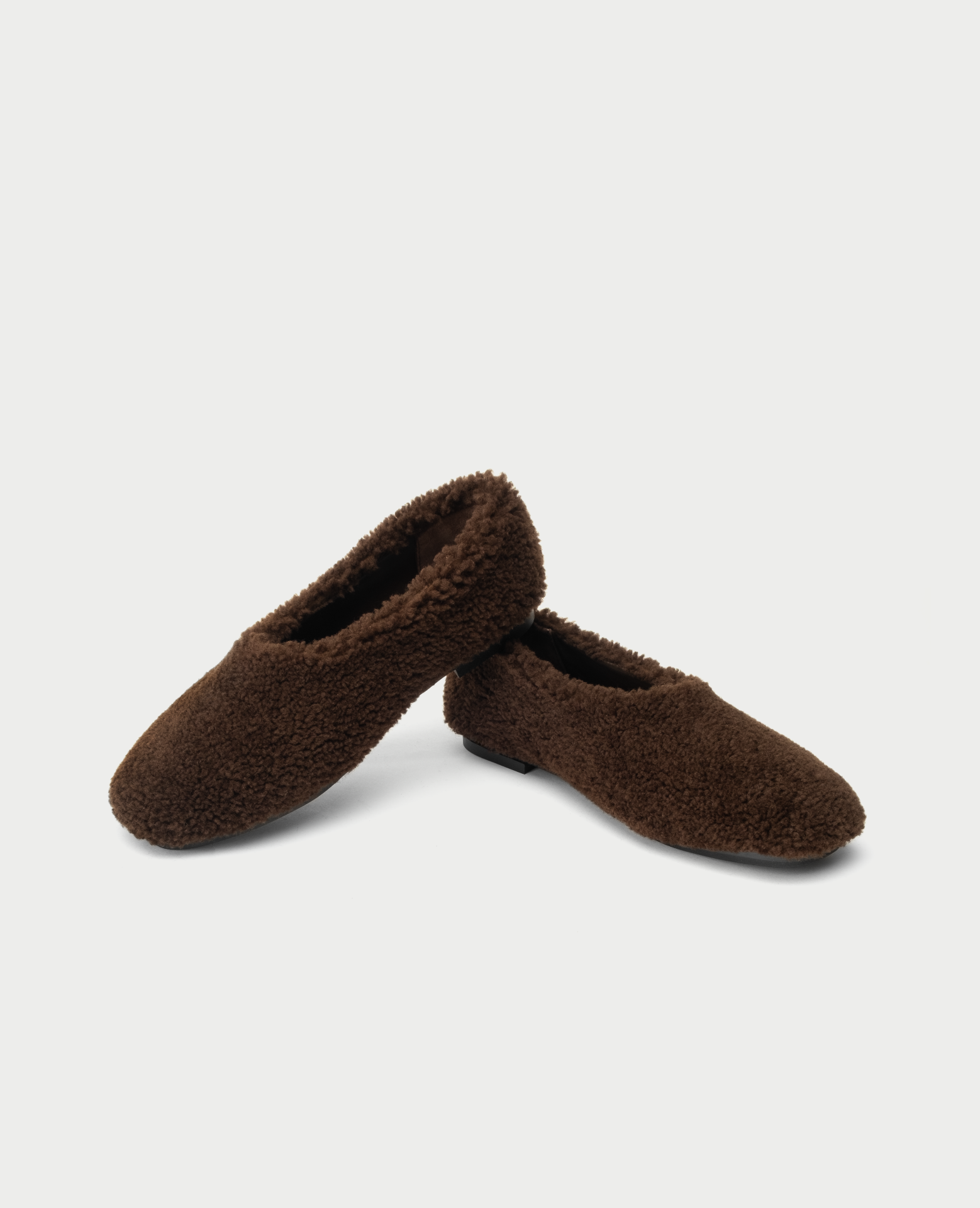 FUR-FUR BALLERINAS IN BROWN / SHORT