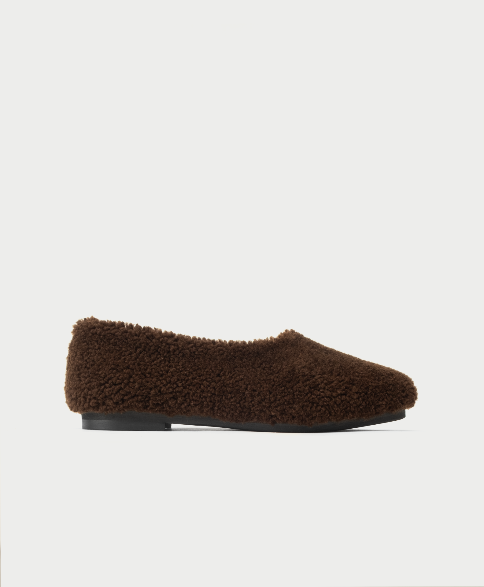 FUR-FUR BALLERINAS IN BROWN / SHORT