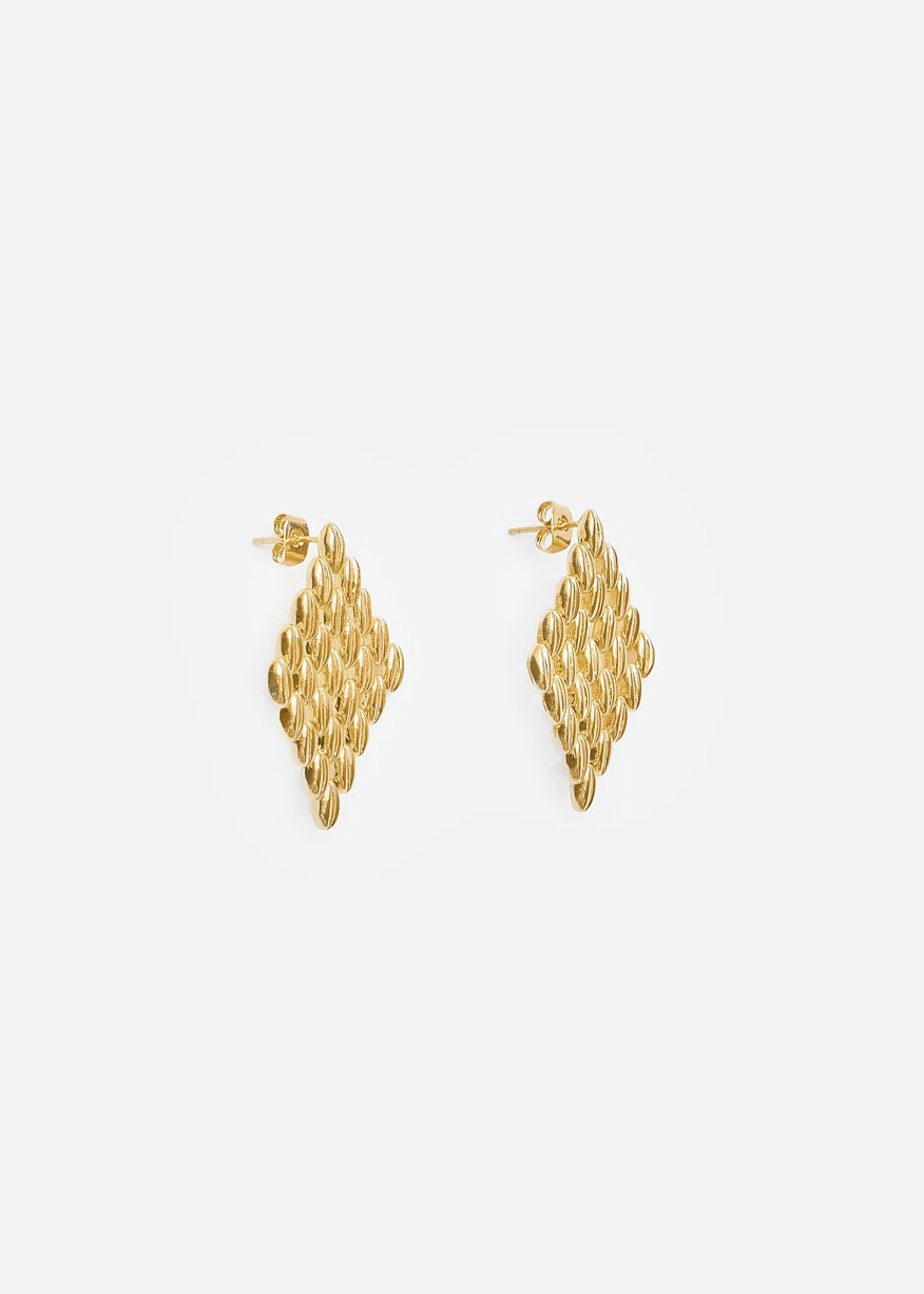 GRAIN RHOMB EARRINGS IN GOLD BIG