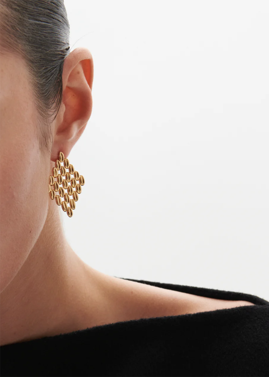 GRAIN RHOMB EARRINGS IN GOLD BIG