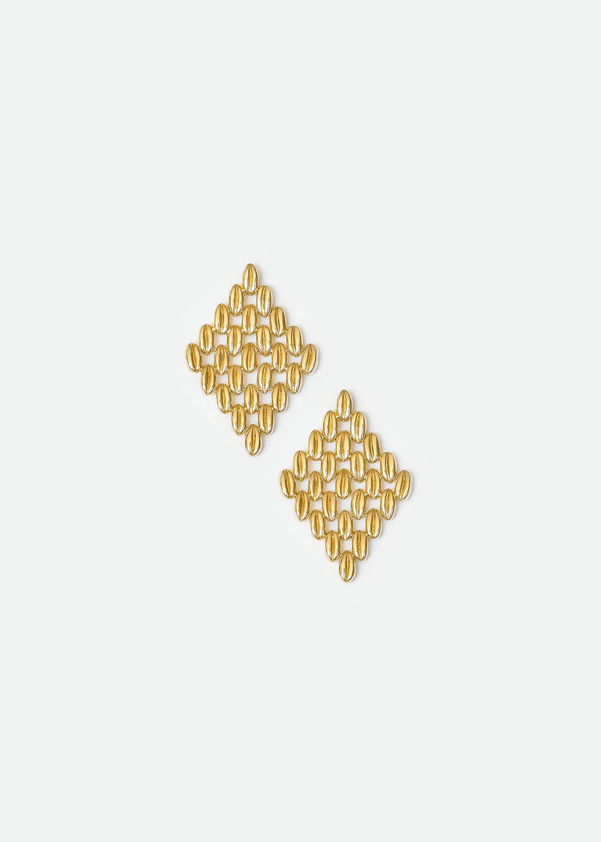 GRAIN RHOMB EARRINGS IN GOLD BIG