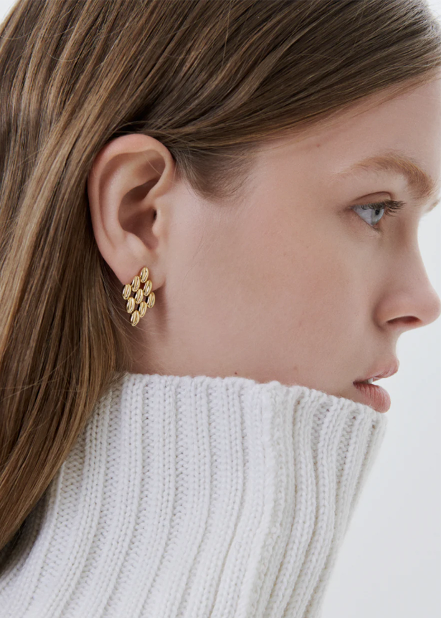 GRAINS RHOMB EARRINGS IN GOLD SMALL