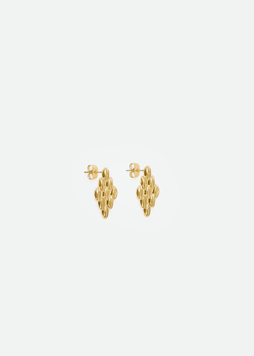 GRAINS RHOMB EARRINGS IN GOLD SMALL