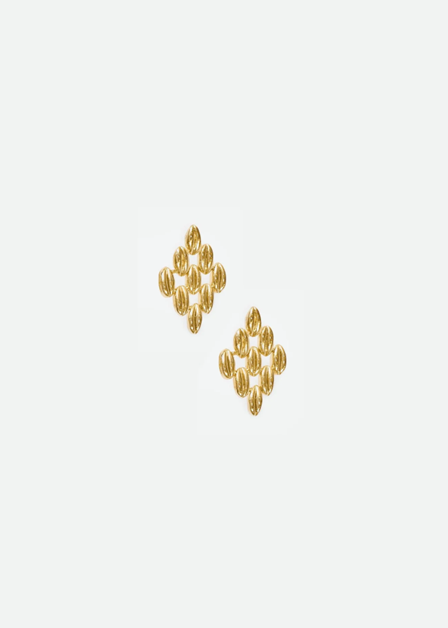 GRAINS RHOMB EARRINGS IN GOLD SMALL