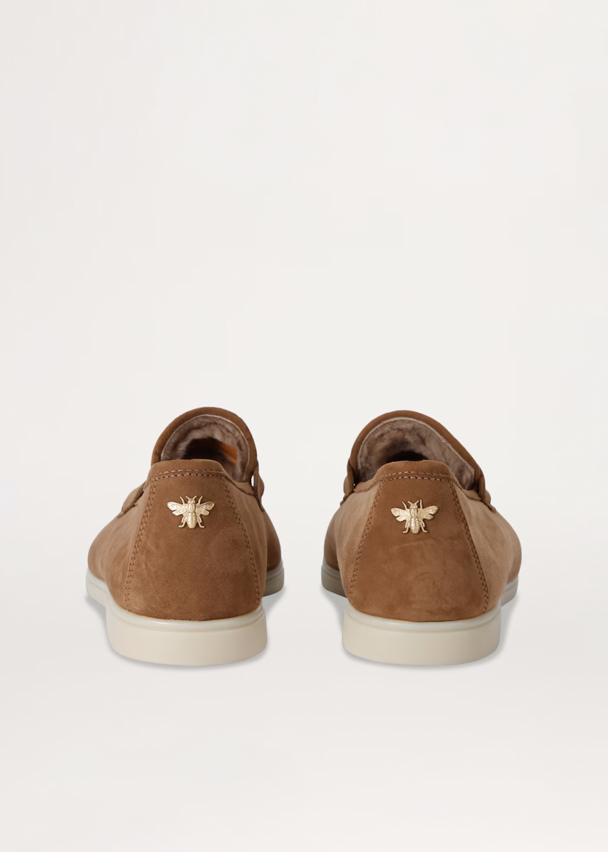 WARM SAND SUEDE AND SHEARLING LOISIR GOMME