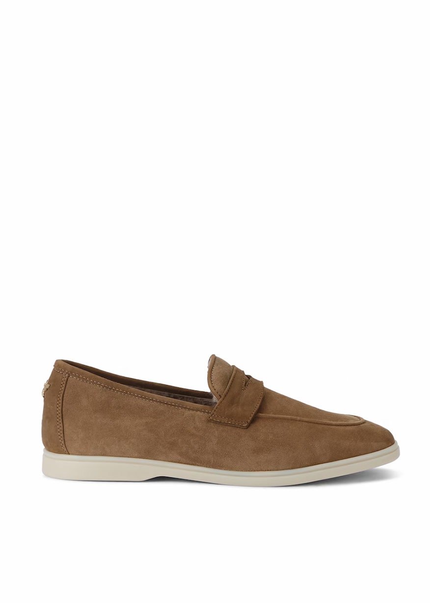 WARM SAND SUEDE AND SHEARLING LOISIR GOMME