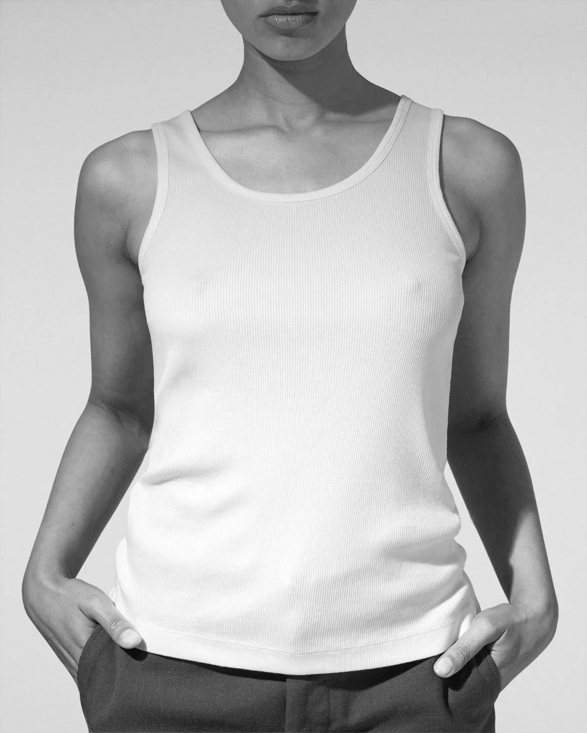 RIB TANK TOP IN WHITE