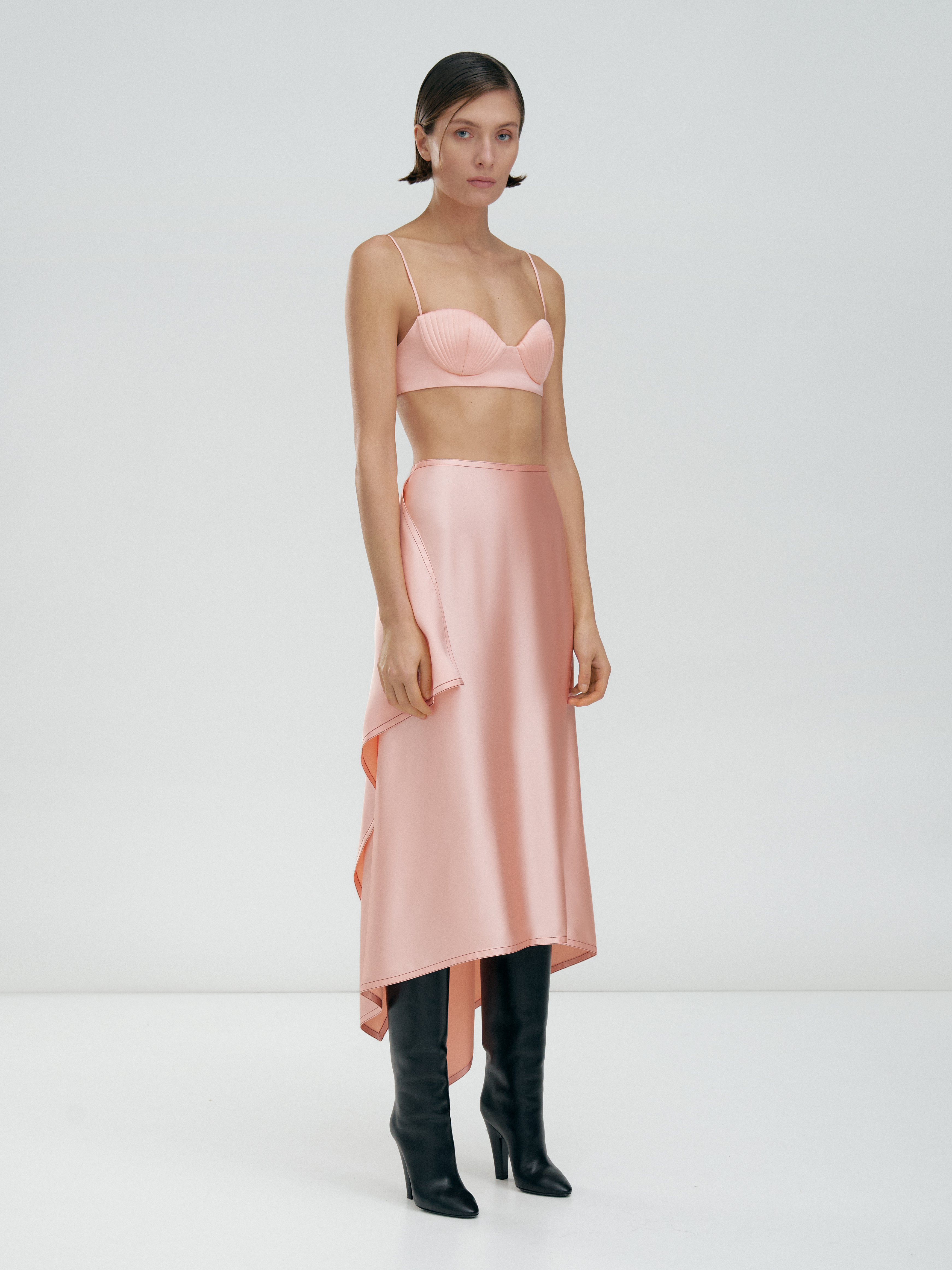 ASYMMETRIC SKIRT POWDER ROSE