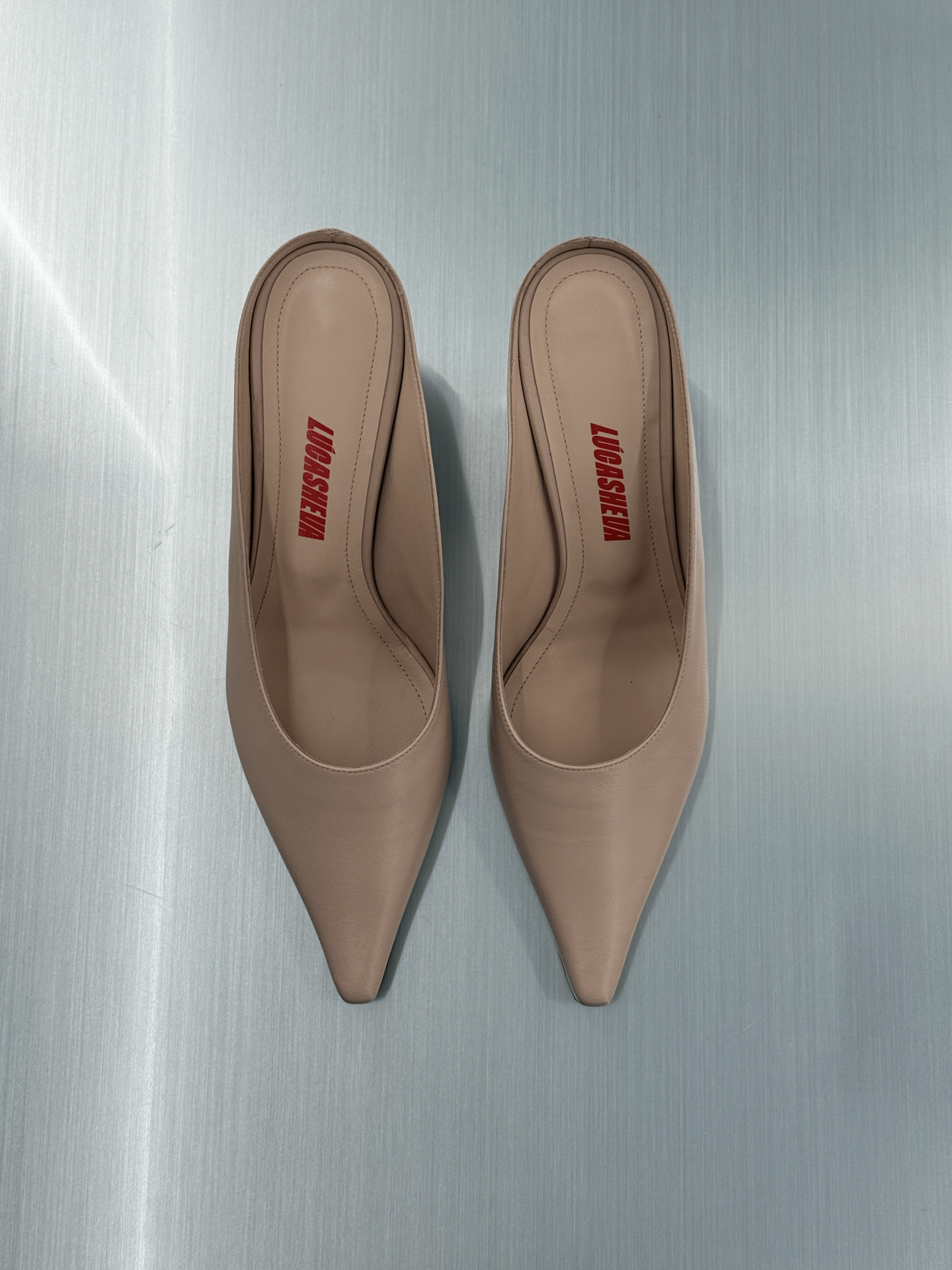 ANGELICA MULES IN BEIGE NAPPA LEATHER