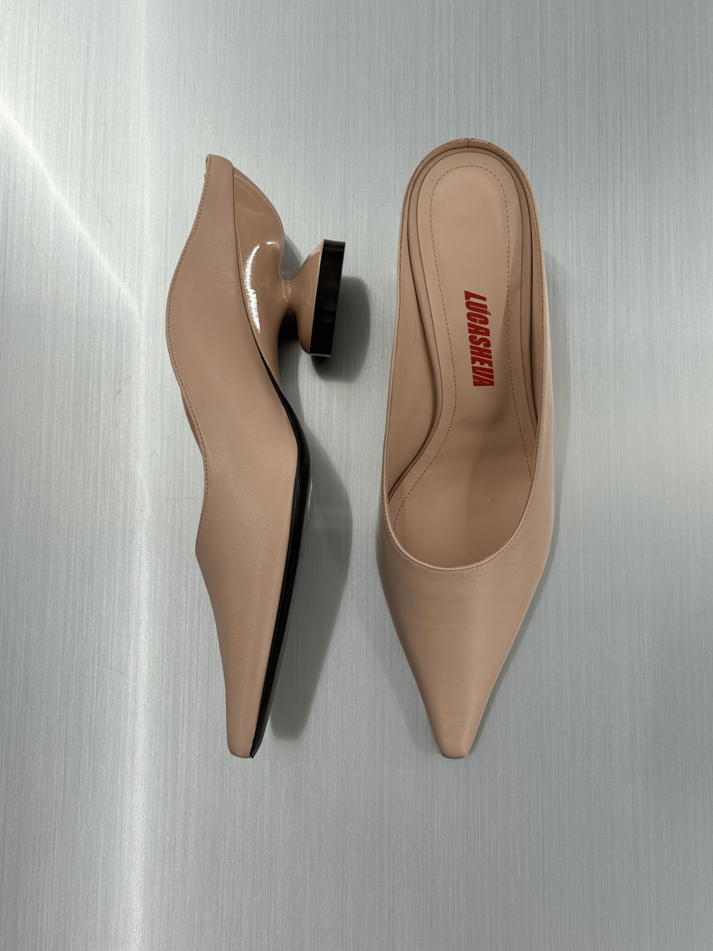ANGELICA MULES IN BEIGE NAPPA LEATHER