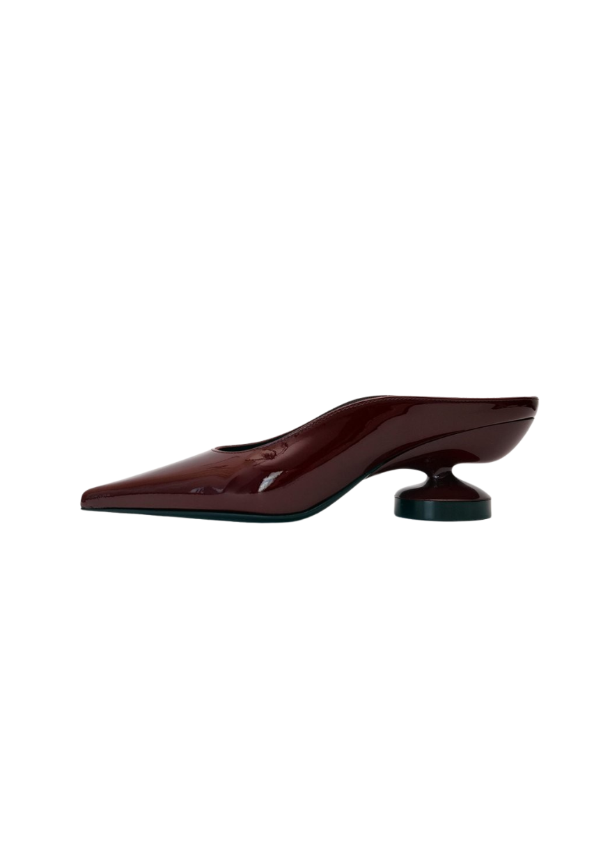 ANGELICA MULES IN OXBLOOD PATENT LEATHER