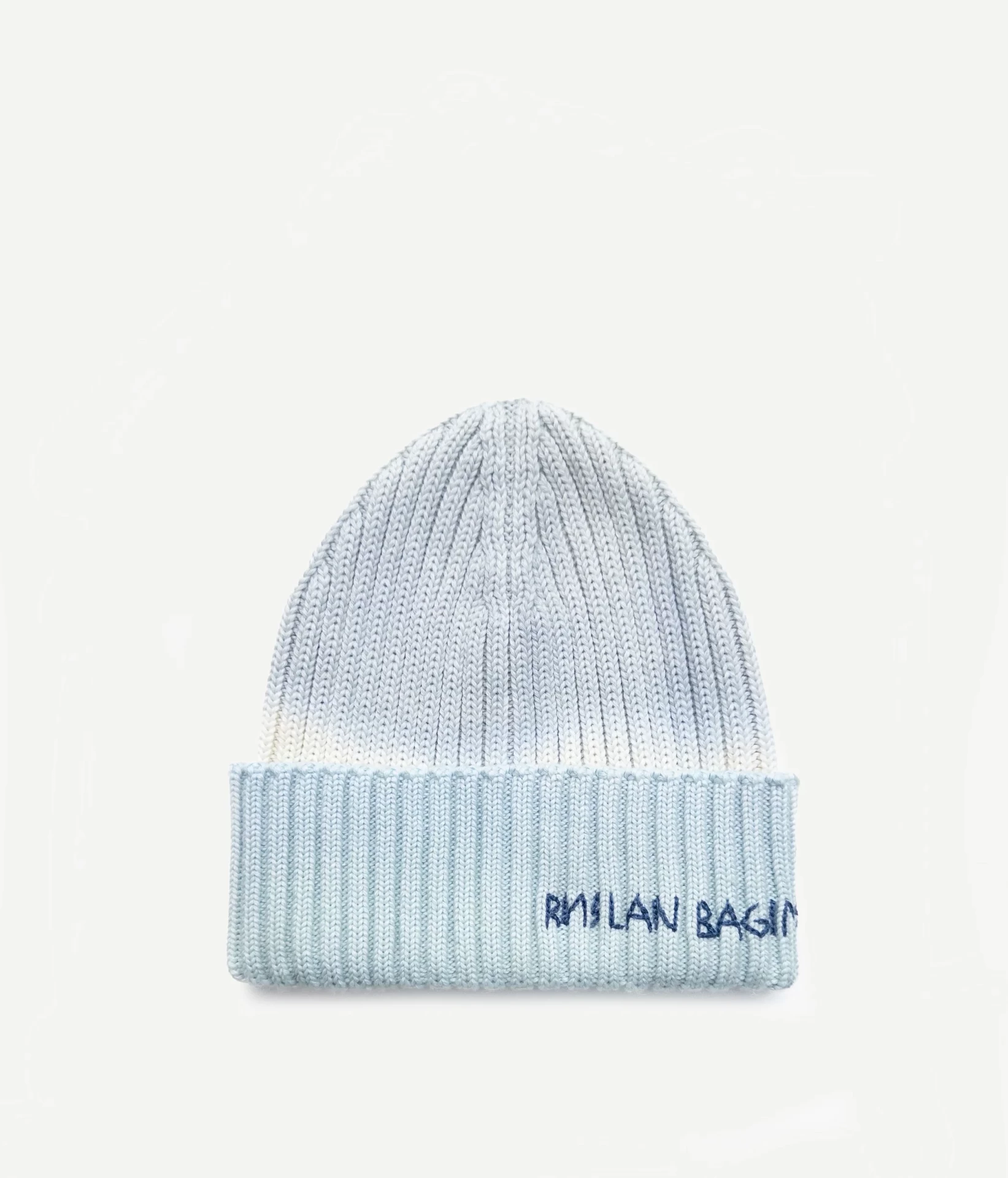 BEANIE HAT IN CREAM/BLUE