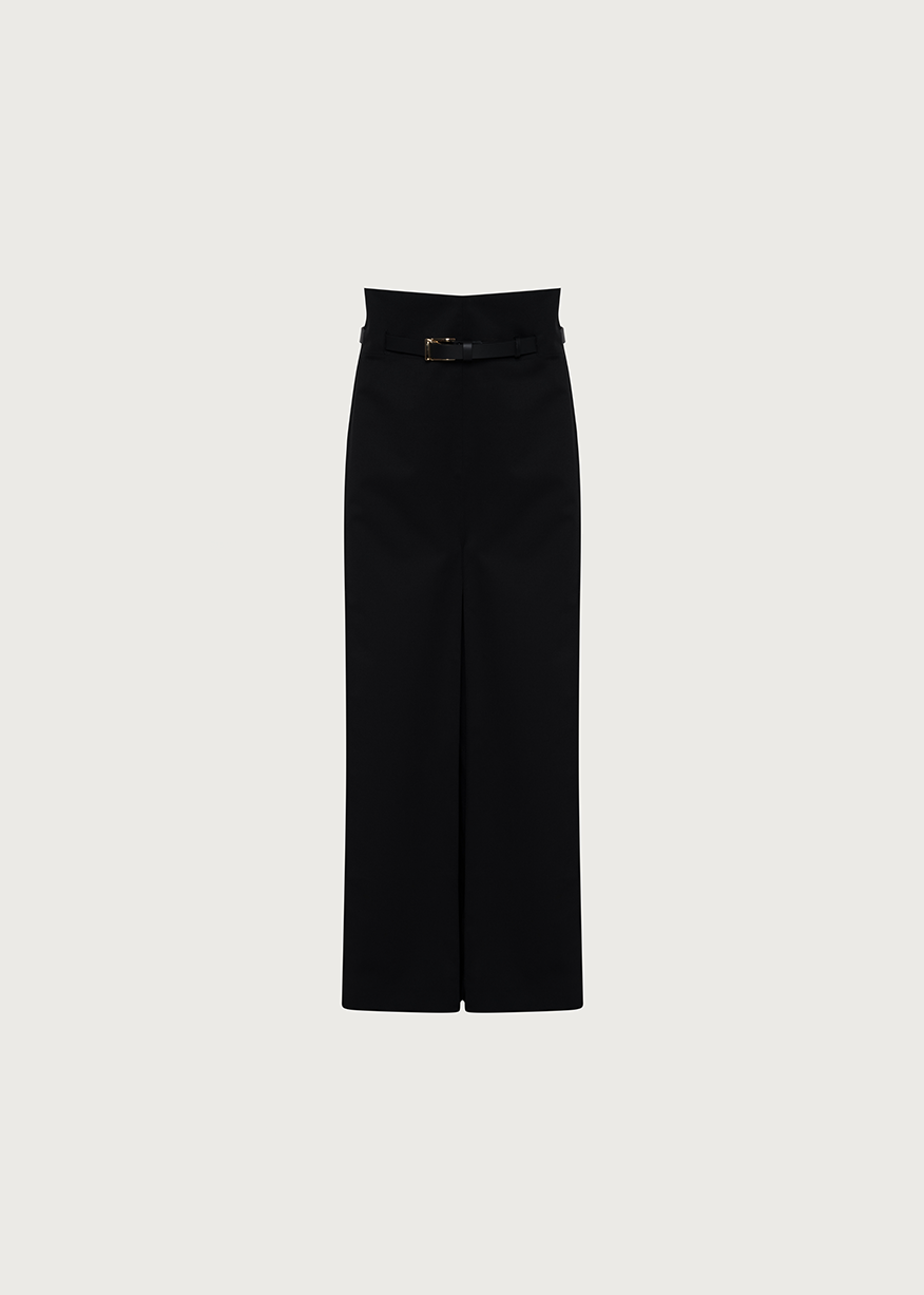 BELTED SQUARE CULOTTES IN BLACK