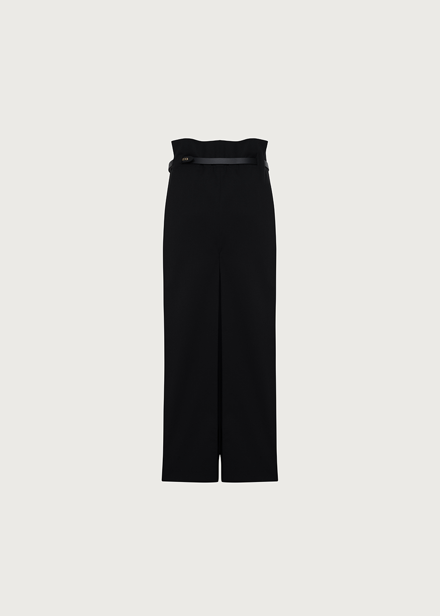 BELTED SQUARE CULOTTES IN BLACK