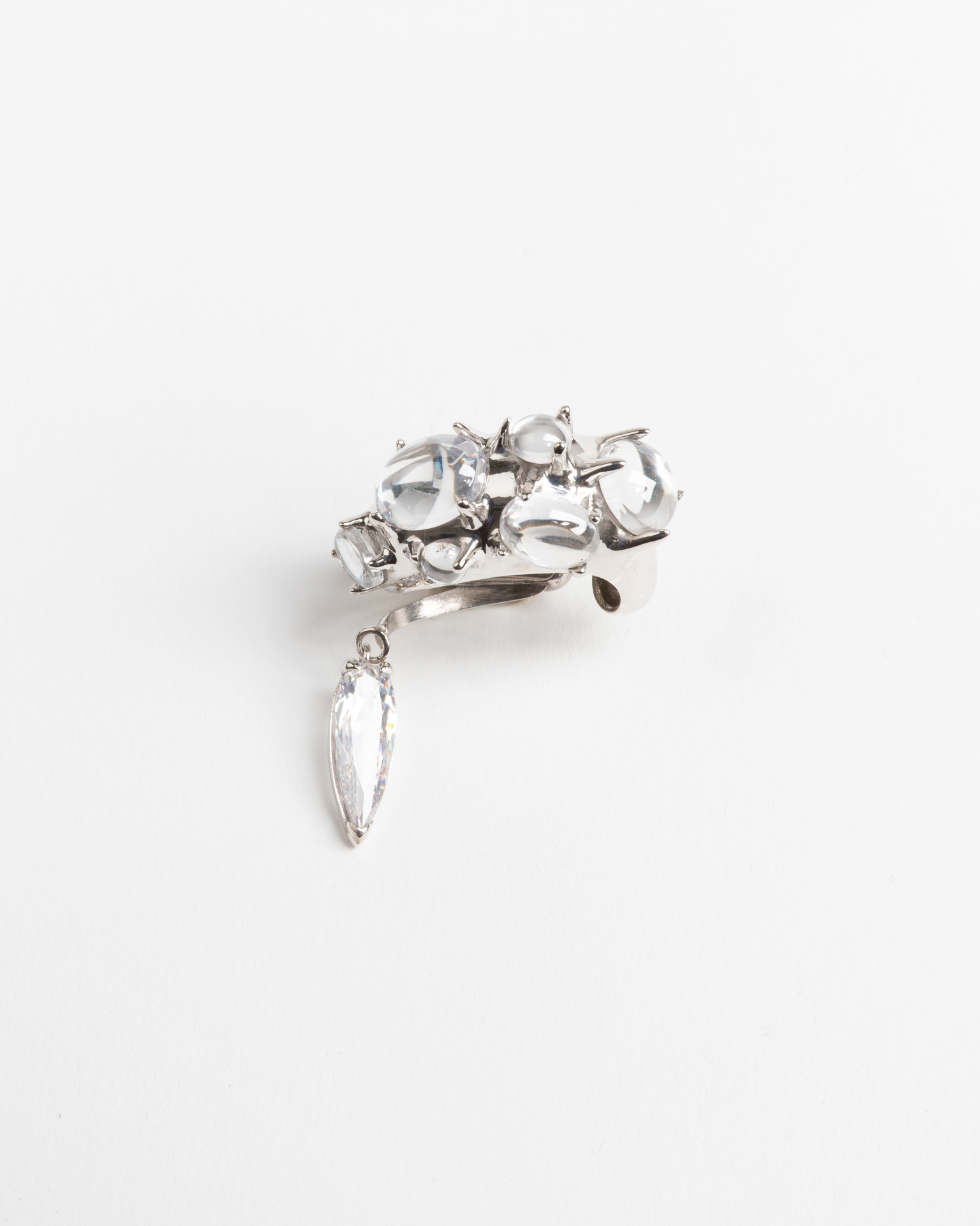 BLOWN CHARM CLEAR EAR CUFF IN SILVER (LEFT)
