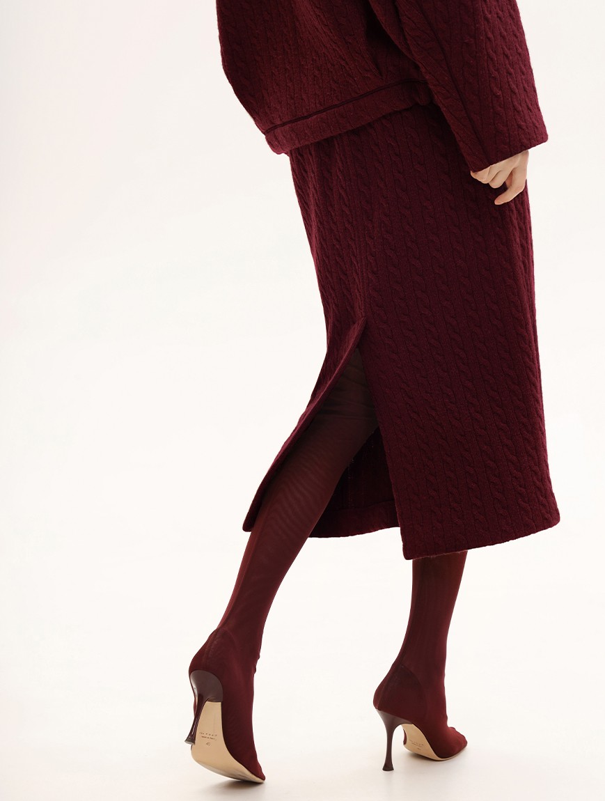 BOMBER AND MIDI SKIRT IN BURGUNDY