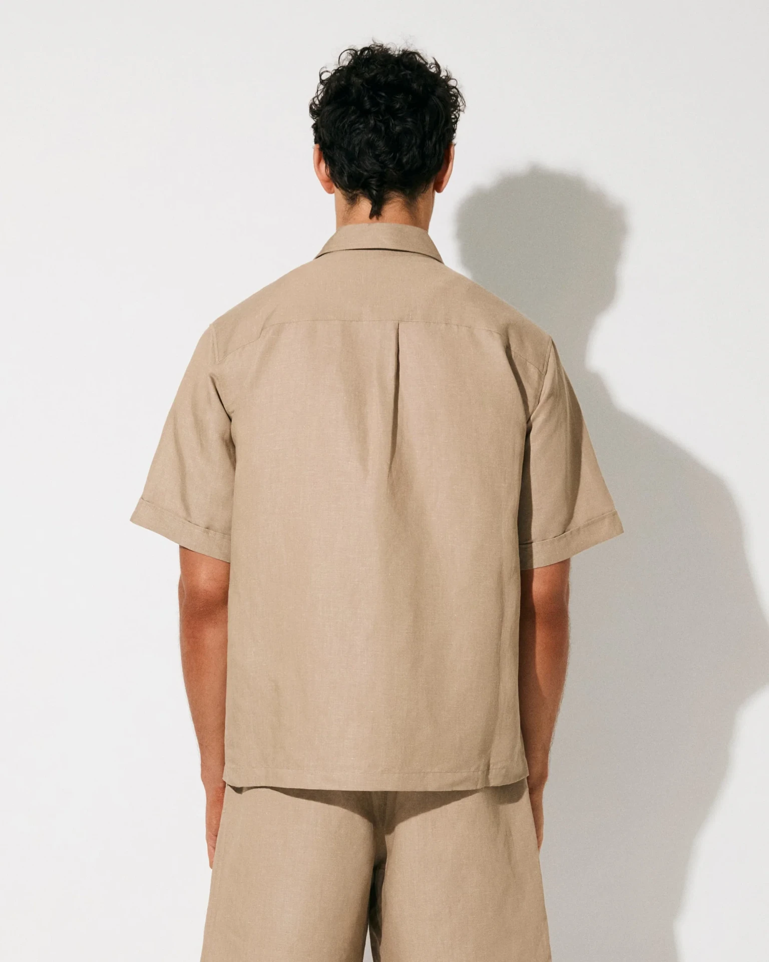 CAMP COLLAR SHIRT AND TROUSERS IN HAZEL BEIGE