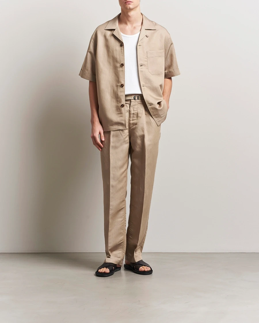 CAMP COLLAR SHIRT AND TROUSERS IN HAZEL BEIGE