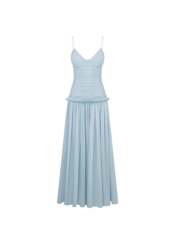 CHIFFON MIDI DRESS IN LIGHT BLUE