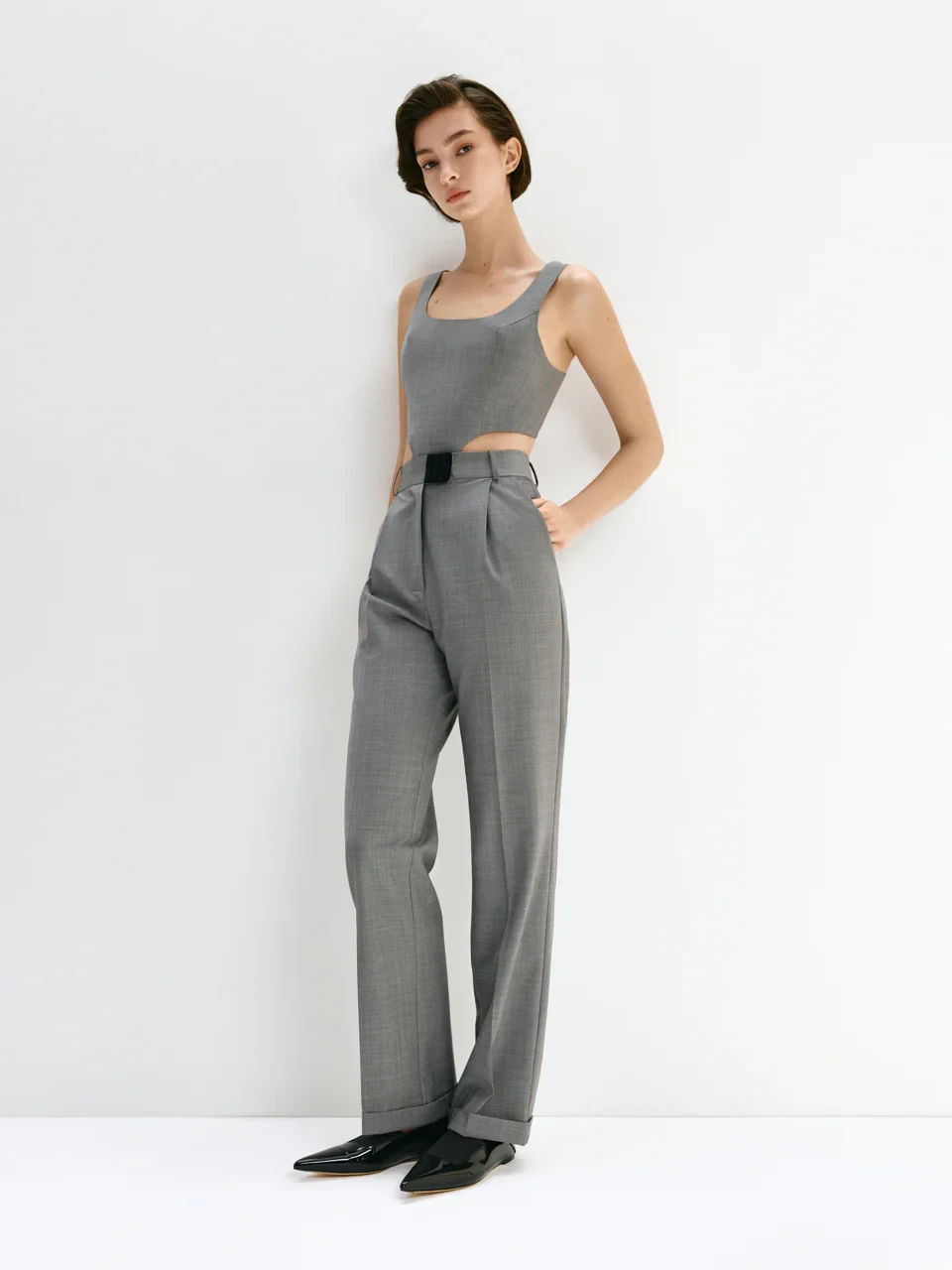 CORSET TOP IN GREY MELANGE