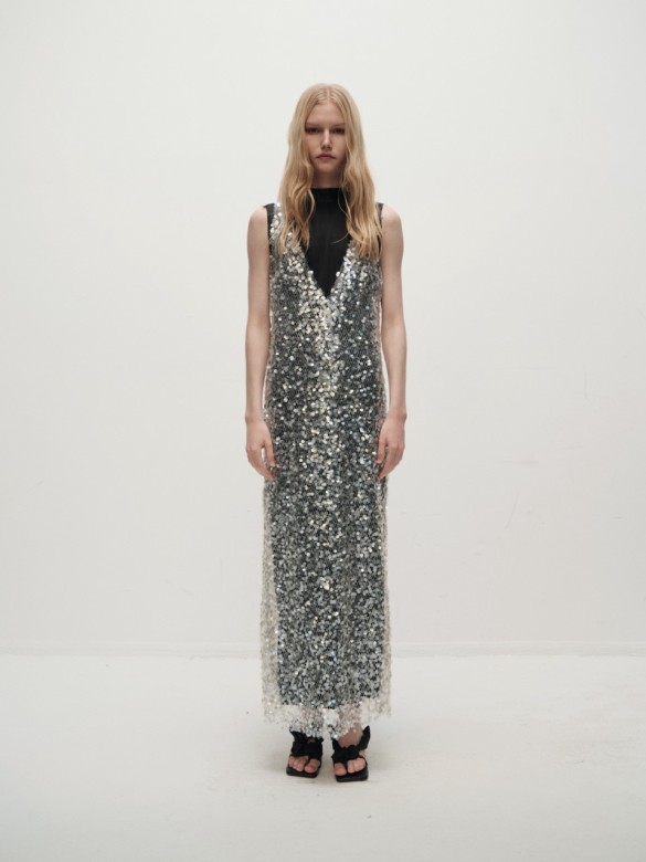 COSMO SEQUIN GOWN IN SILVER