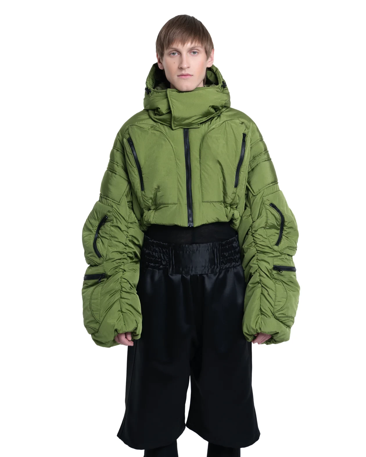 CROPPED PUFFER COSMIC JACKET IN GREEN