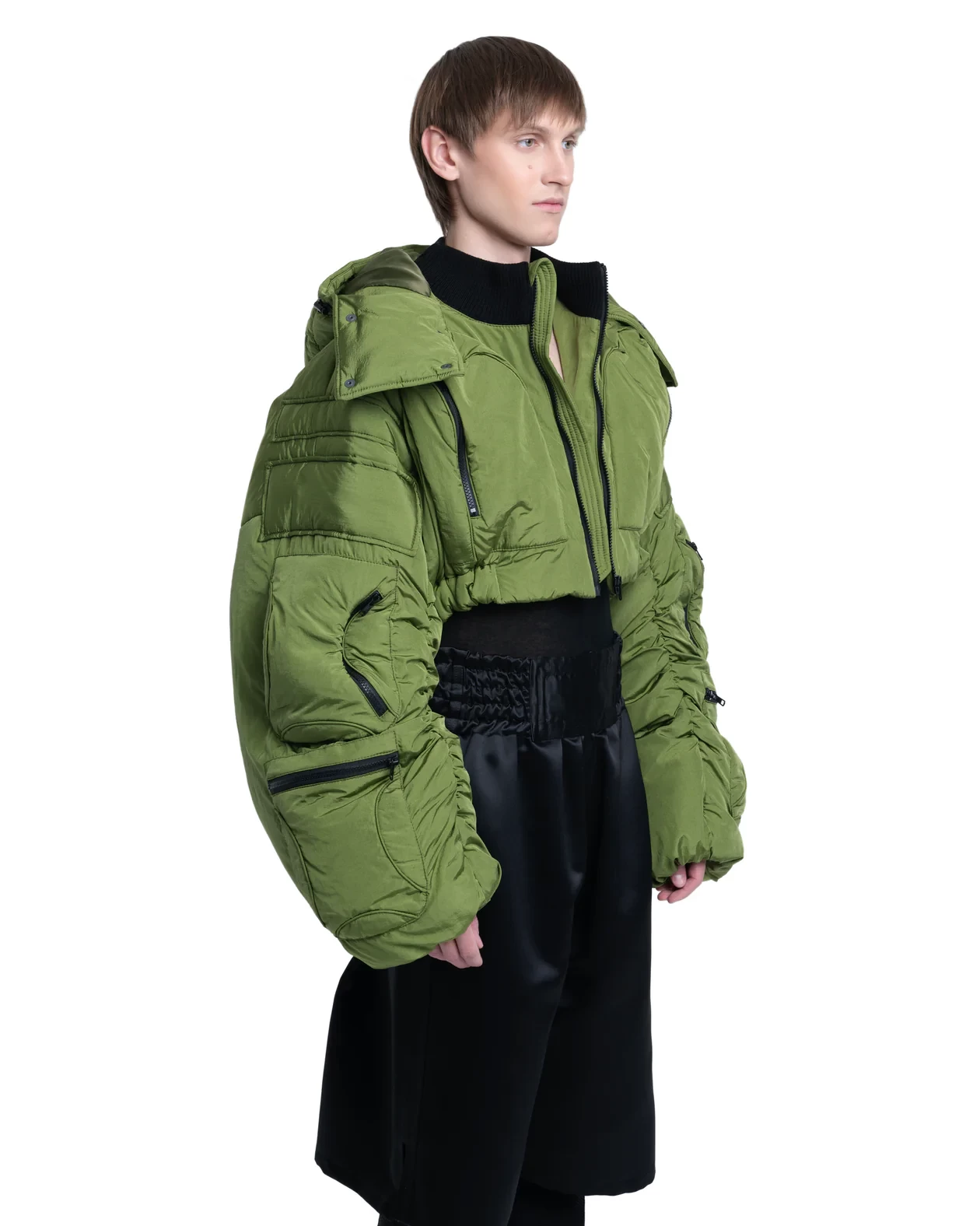 CROPPED PUFFER COSMIC JACKET IN GREEN