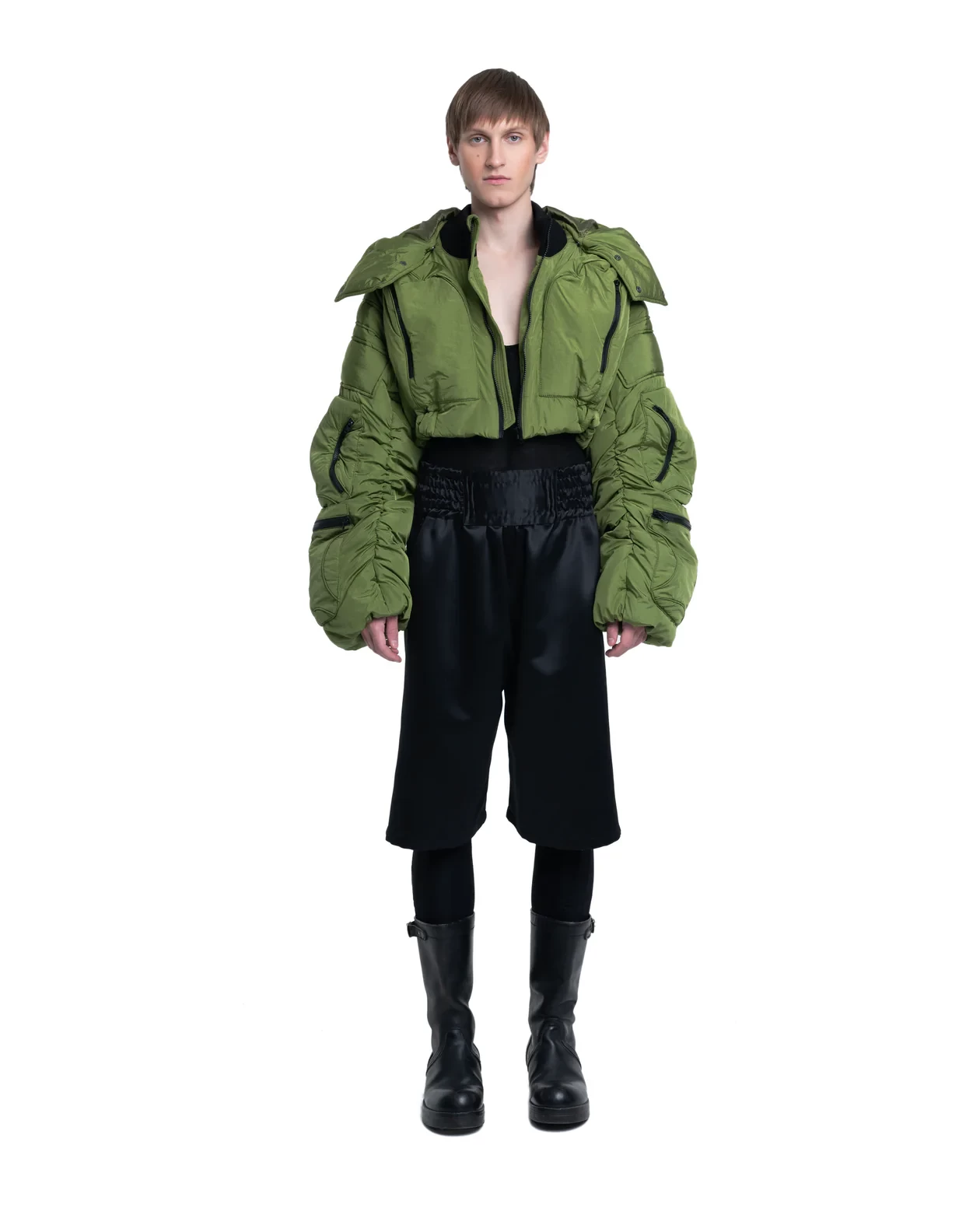 CROPPED PUFFER COSMIC JACKET IN GREEN