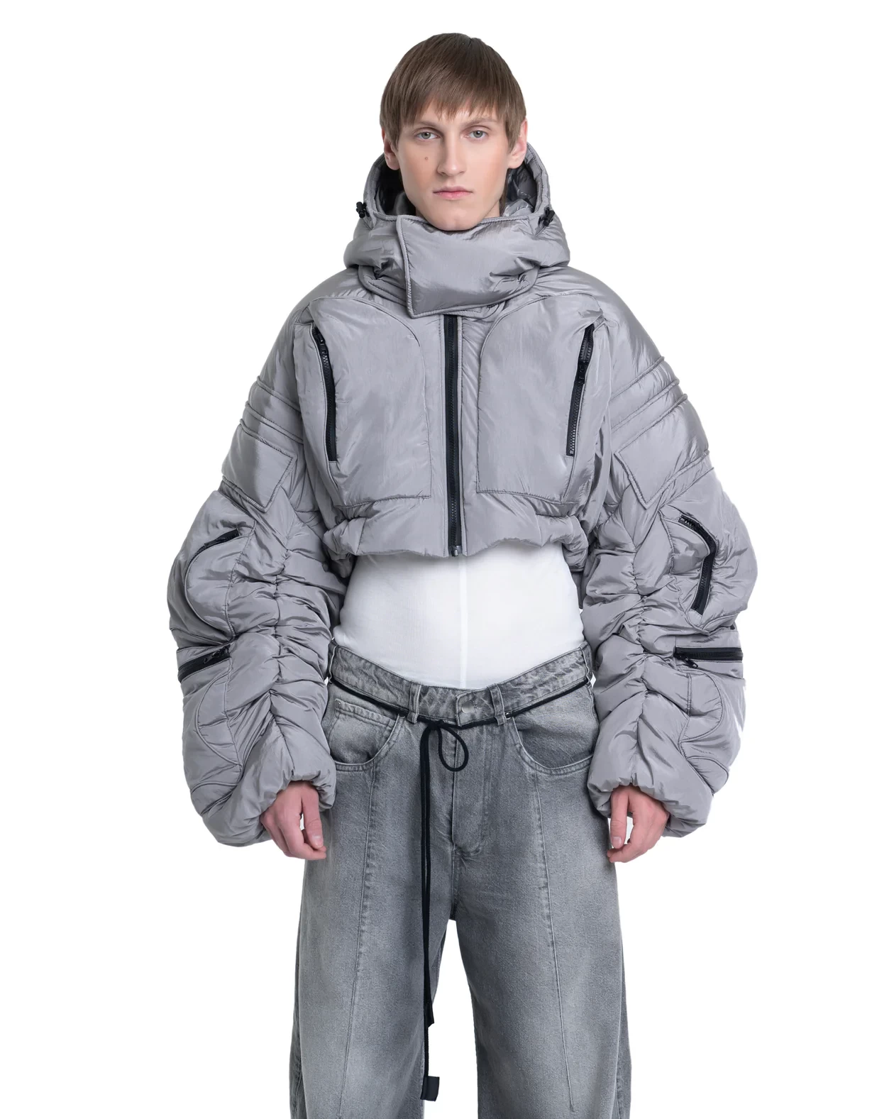 CROPPED PUFFER COSMIC JACKET IN GREY