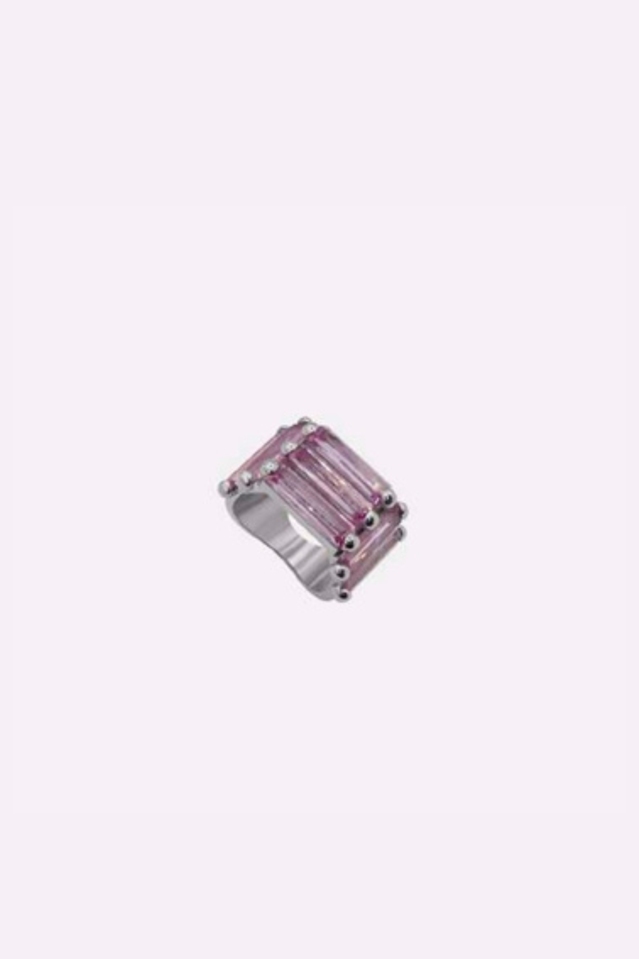 CRYSTALLISED ARMOUR RING - PINK - IN SILVER