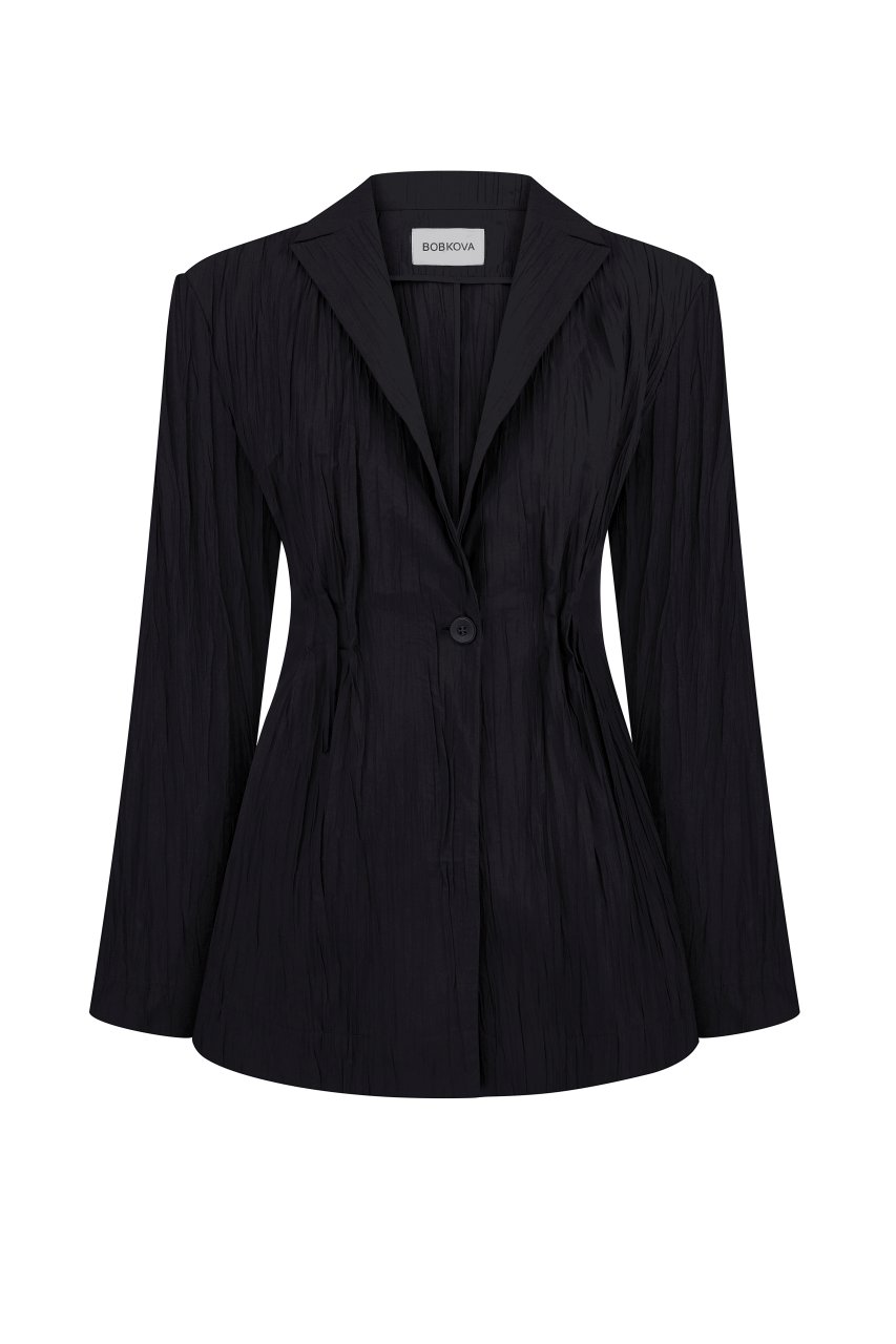 CRUSH COTTON CINCHED WAIST JACKET