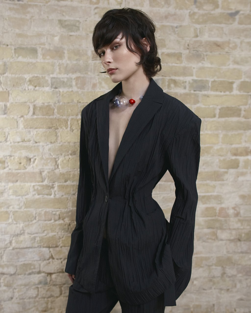 CRUSH COTTON CINCHED WAIST JACKET