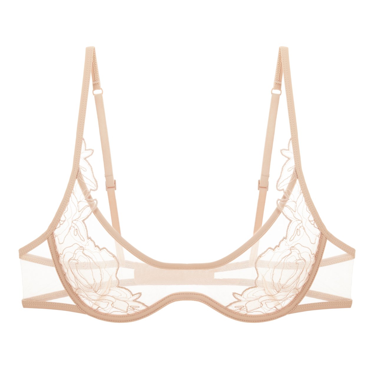 EMBROIDERY UNDERWIRE BRA IN SKIN-PINK