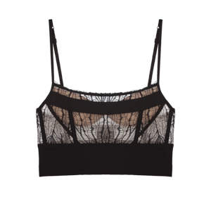 LACE-MESH WIRELESS PADDED CORSET IN BLACK