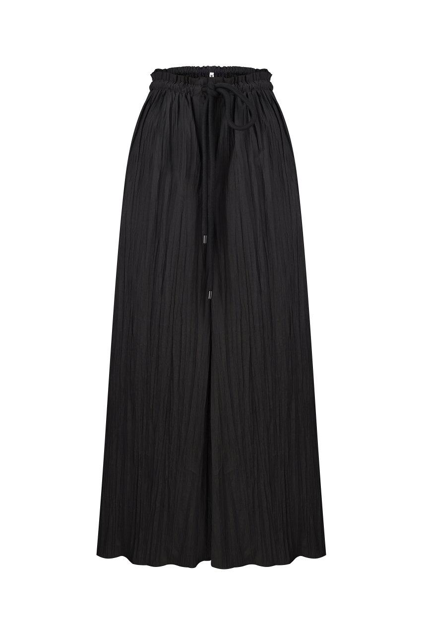 CRUSH COTTON TROUSERS-SKIRT WITH BELT