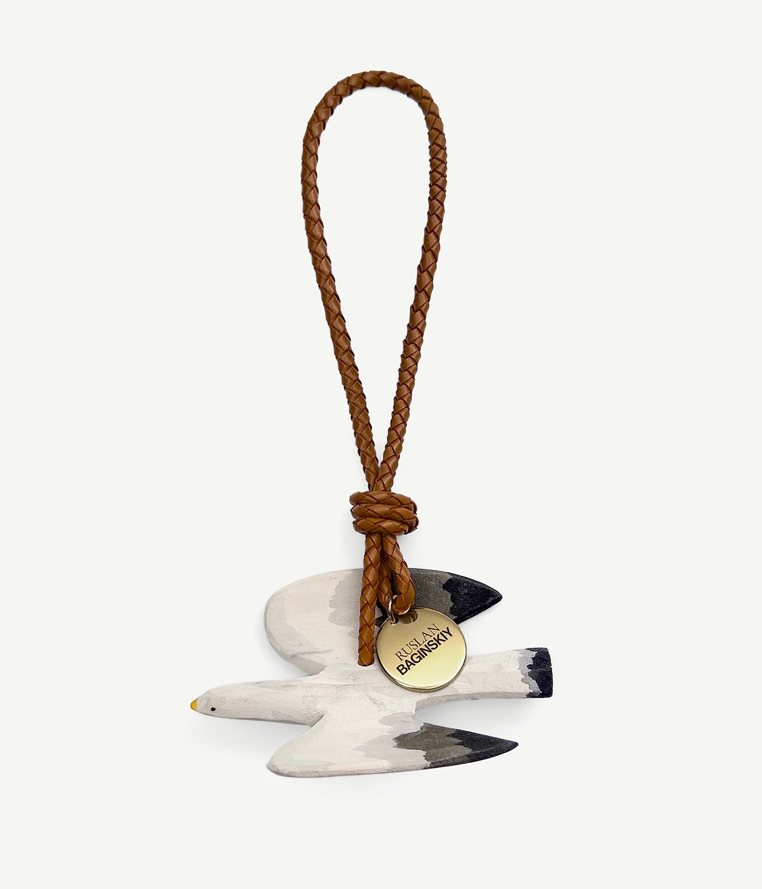 BAG CHARM: FLYING SEABIRD IN WHITE/GREY/BROWN