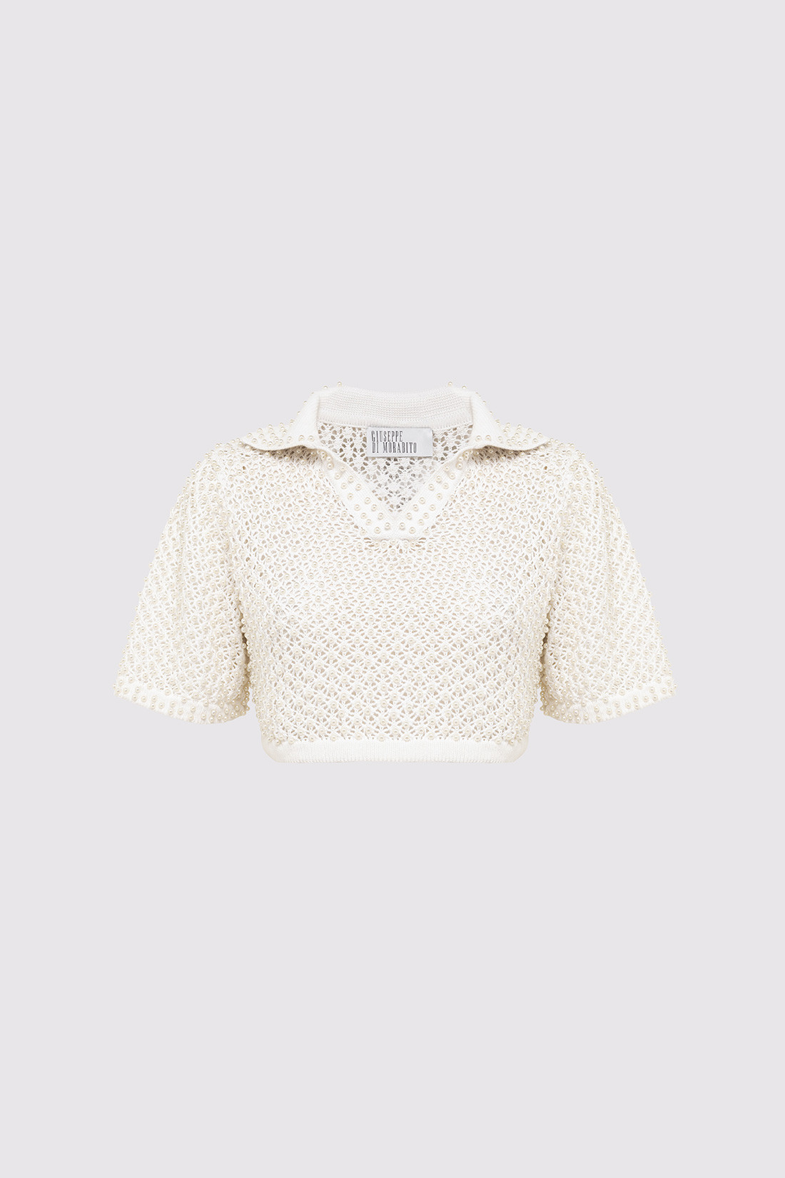 KNIT POLO SHIRT WITH BEADED DECORATIONS
