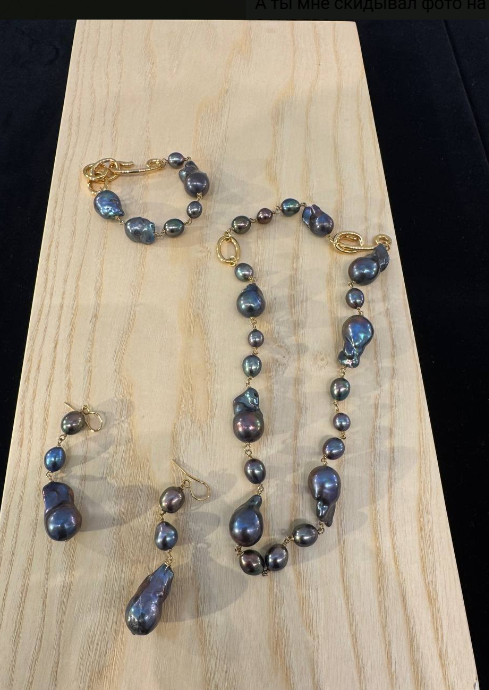 GRAINY NECKLACE 2 GOLD/BLACK