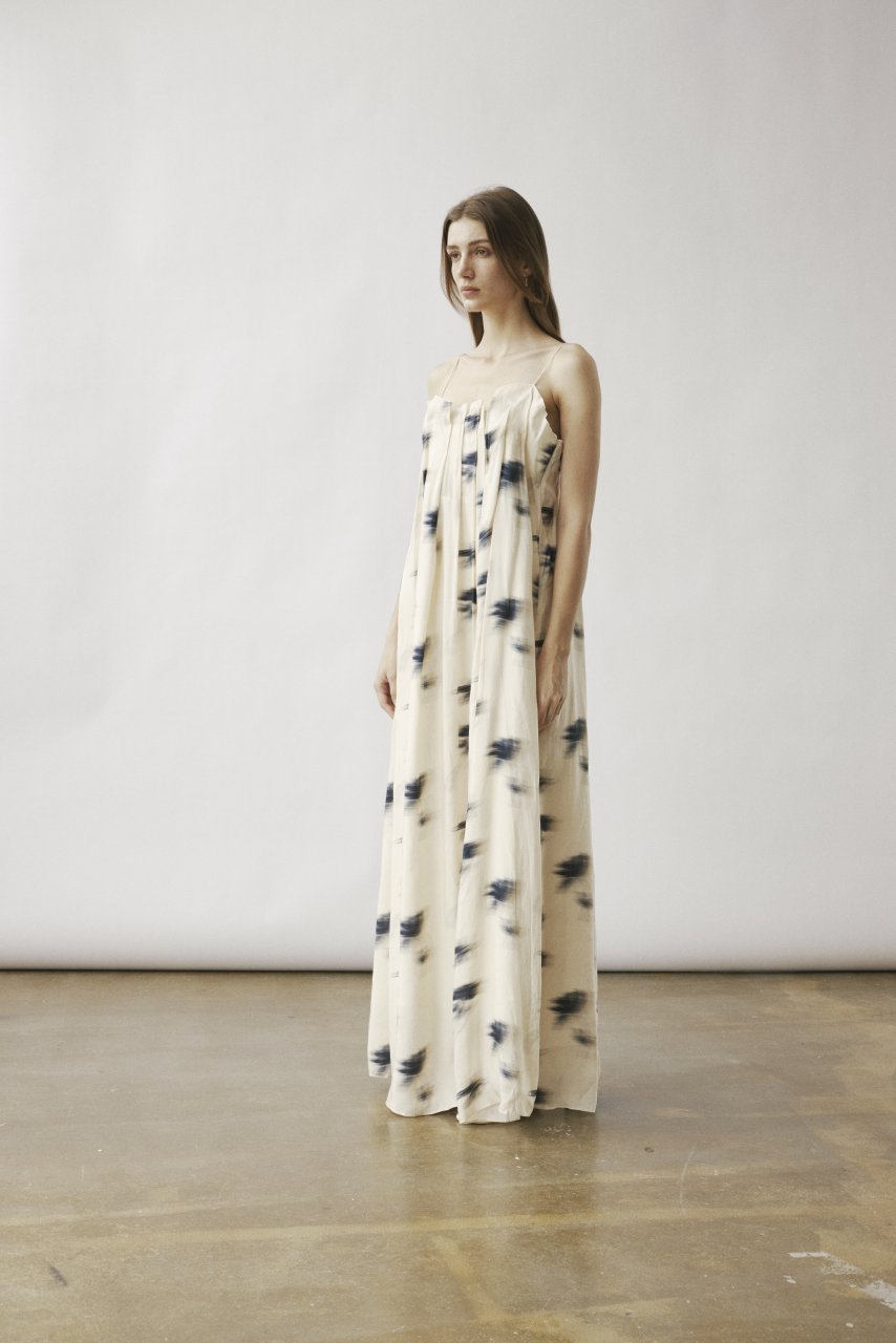 NILI GATHERED LONG DRESS IN MIXED